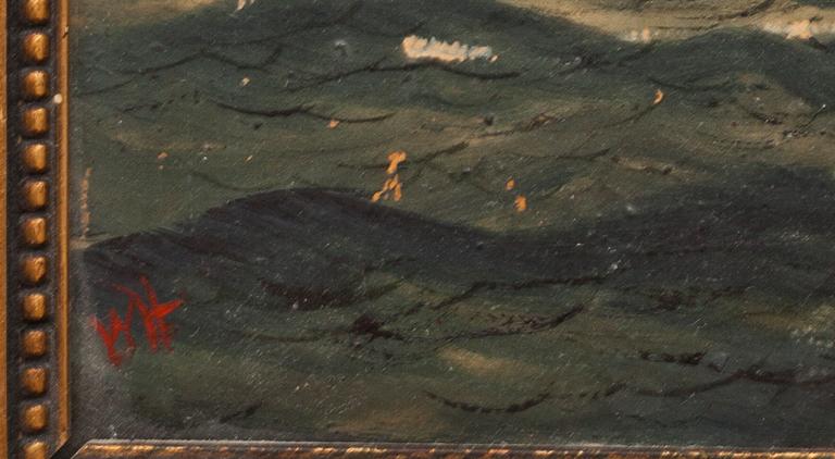 OKÄND KONSTNÄR, olja på kartong, monogramsignerad.