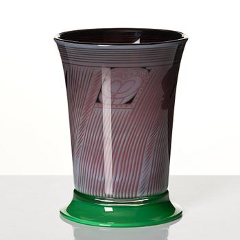 Gunnar Cyrén, a 'graal' glass vase, Orrefors, Sweden 1989.