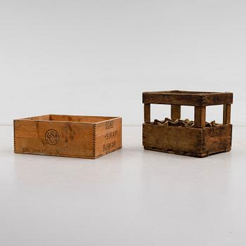LÅDA SAMT DRICKABACK, 2 st, trä, SSA och Racem, 1900-tal.
