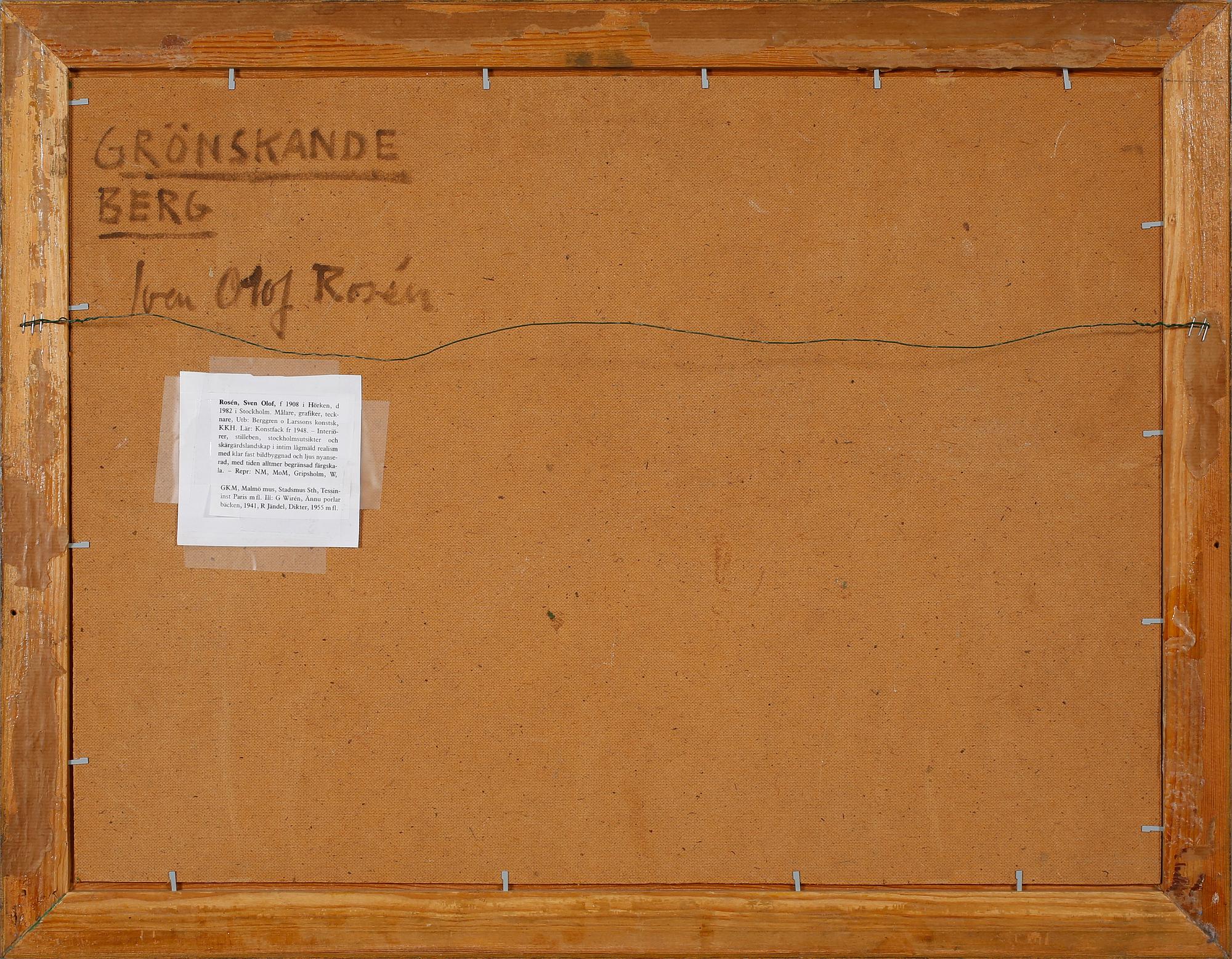 SVEN OLOF ROSÉN, olja på duk, signerad och daterad -57.