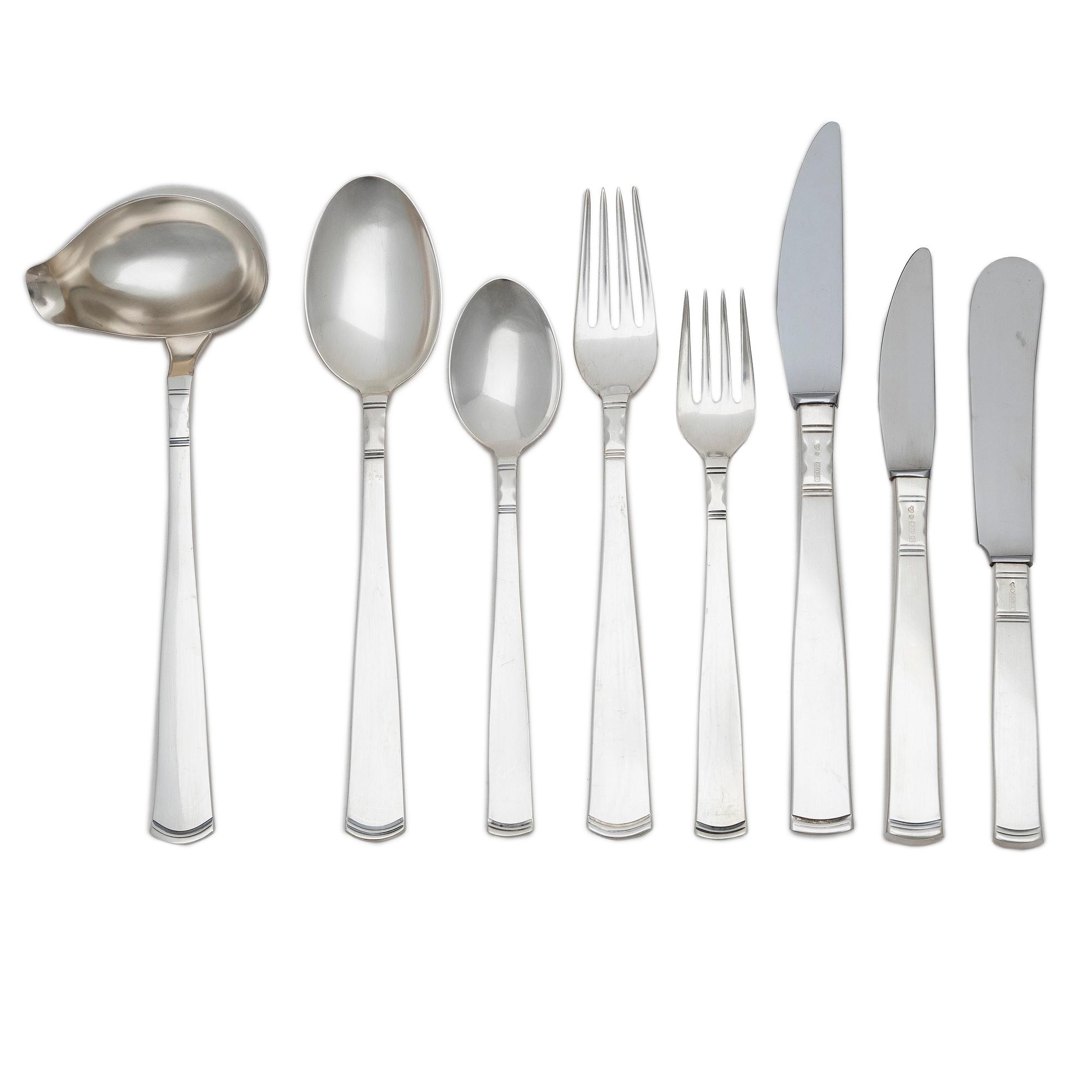 Jacob Ängman, Bestickuppsättning, 75 delar, silver, "Rosenholm", GAB, Eskilstuna, bl a 1978.