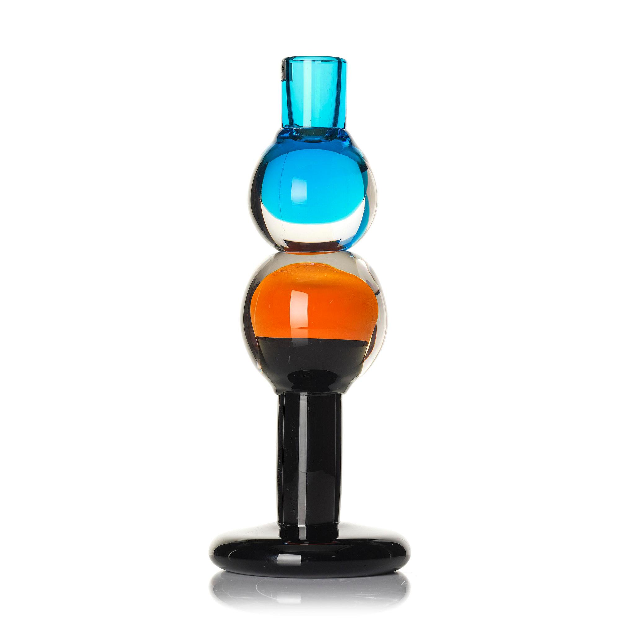 Oiva Toikka, a glass candlestick, Nuutajärvi, Notsjö, Finland, 1960s.