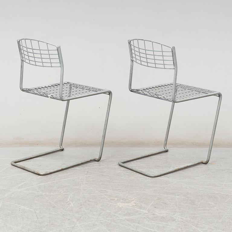 Five 'High-tech' hot galvanized garden furnitures, from Grythyttan. Designed by Nisse Strinning, designed 1984.