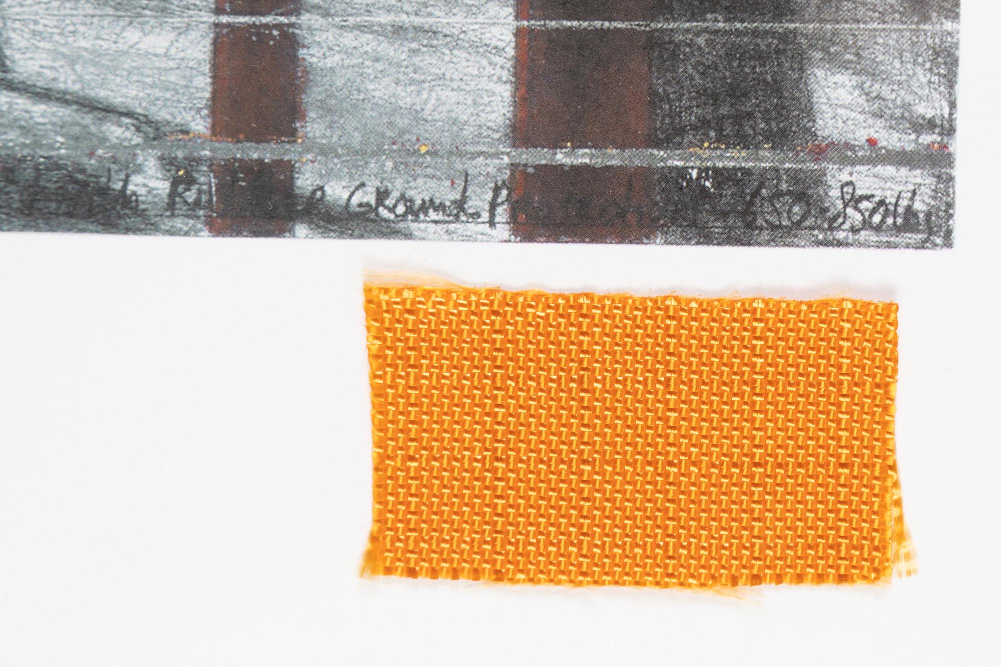 Christo & Jeanne-Claude, colour offset with textile application. Signed Christo in pencil.