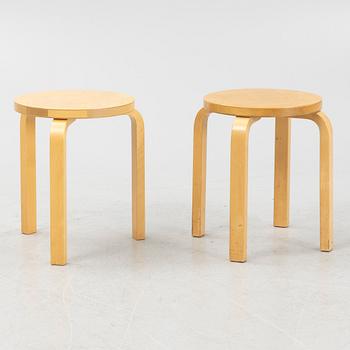 Alvar Aalto, two model 60 stools, Artek, Finland.