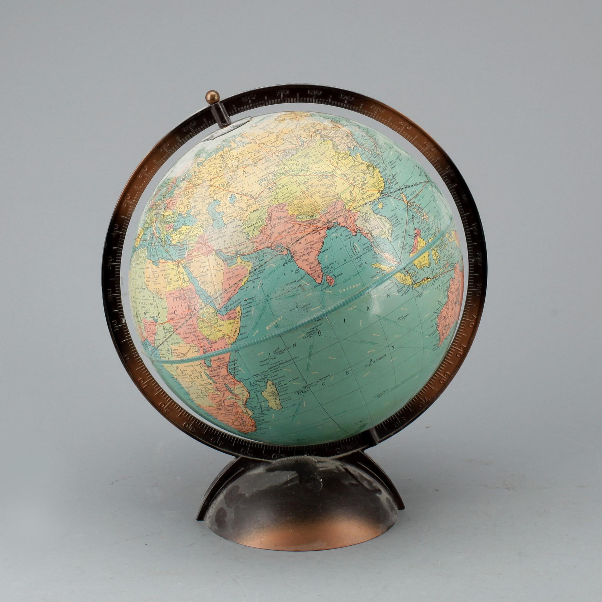 JORDGLOB, "12 inch standard globe", Replogle Globes, Chicago, omkring 1900-talets mitt.