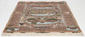 Matta, Täbriz, figural. ca 177 x. 241 cm.