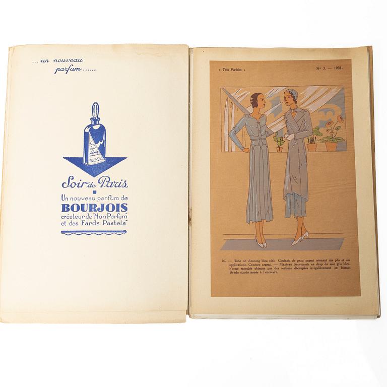 Seven French fashion magazines, 'Trés Parisien', with 123 pochoir fashion plates, Paris, G.-P. Joumard, 1927–31.