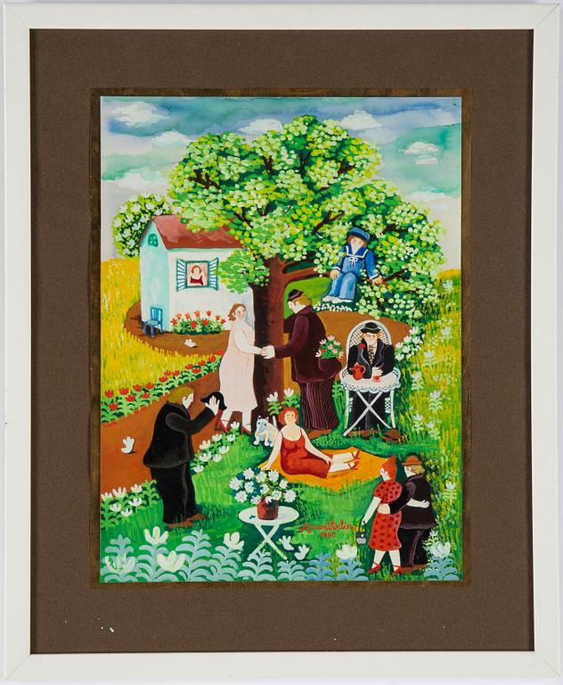 Marion Belin, gouache, signed and dated 1980.