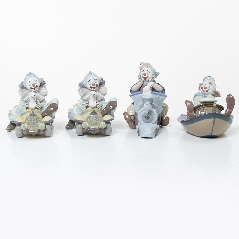 Lladró, figurines, 4 pcs, "Trip to the Circus" x 2, "Circus Express" and "Circus Waves".