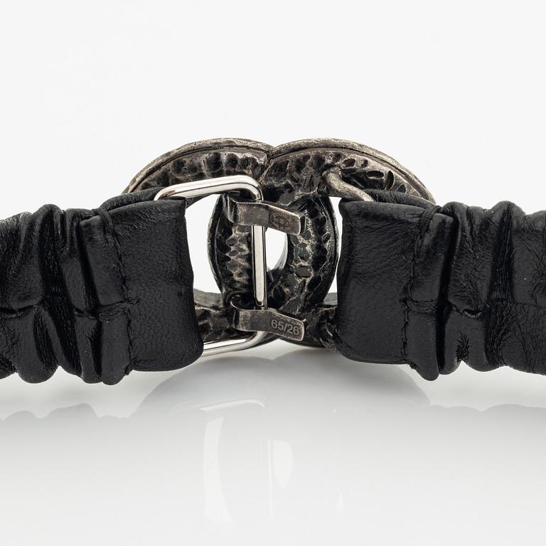 Chanel, a leather and rhinestone belt.