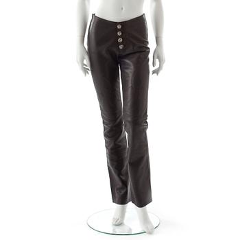 CHROME HARTS, a pair of black leather pants.