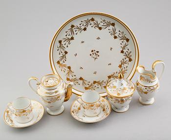 FRUKOSTSERVIS, porslin, 6 delar, Meissenliknande märke, 1800-talets första hälft.