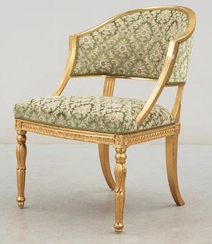 BALJFÅTÖLJ, sengustaviansk, Johan Erik Höglander Stockholm(mästare från 1777).