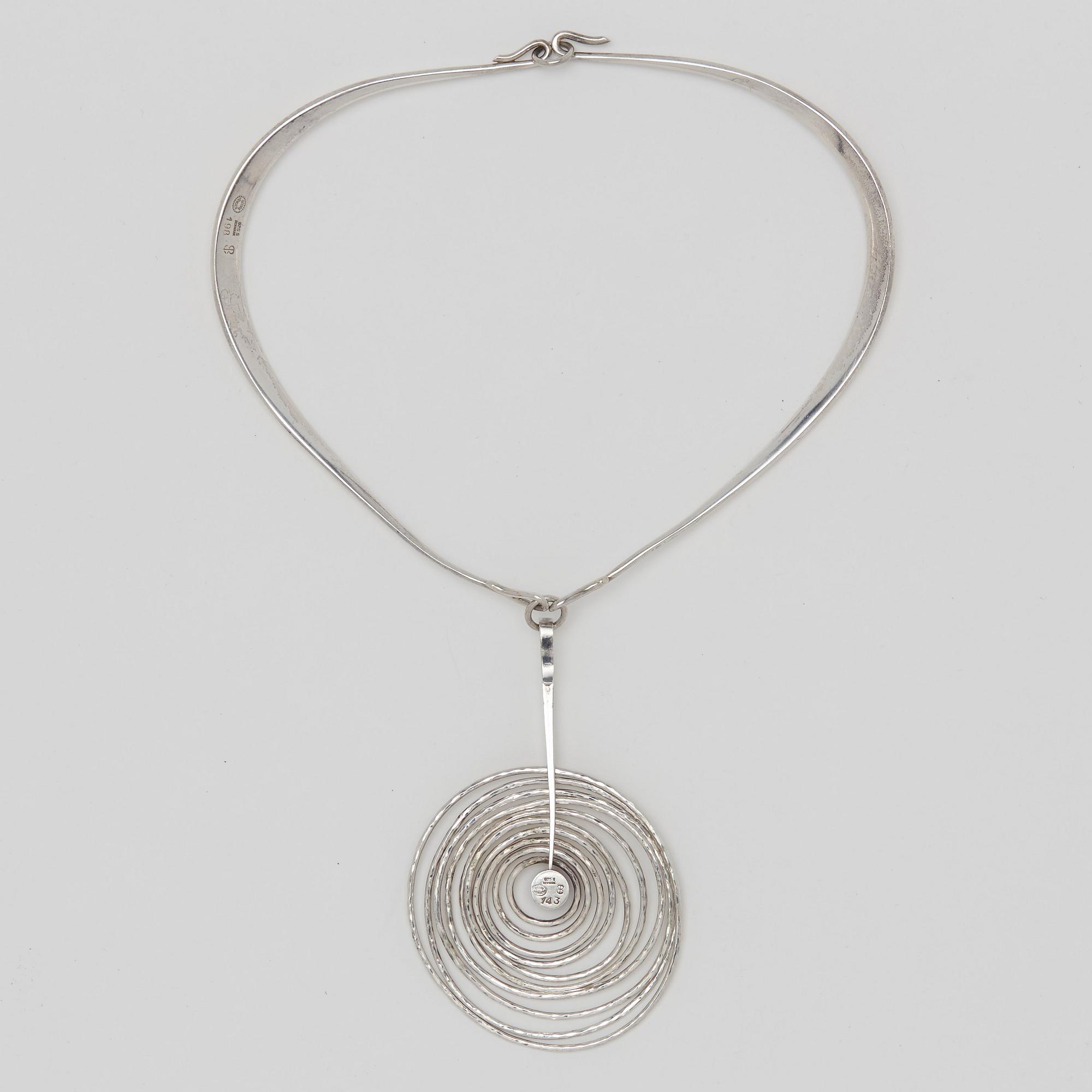 BENT GABRIELSEN, a sterling necklace with a pendant, by Georg Jensen, Copenhagen post 1964.