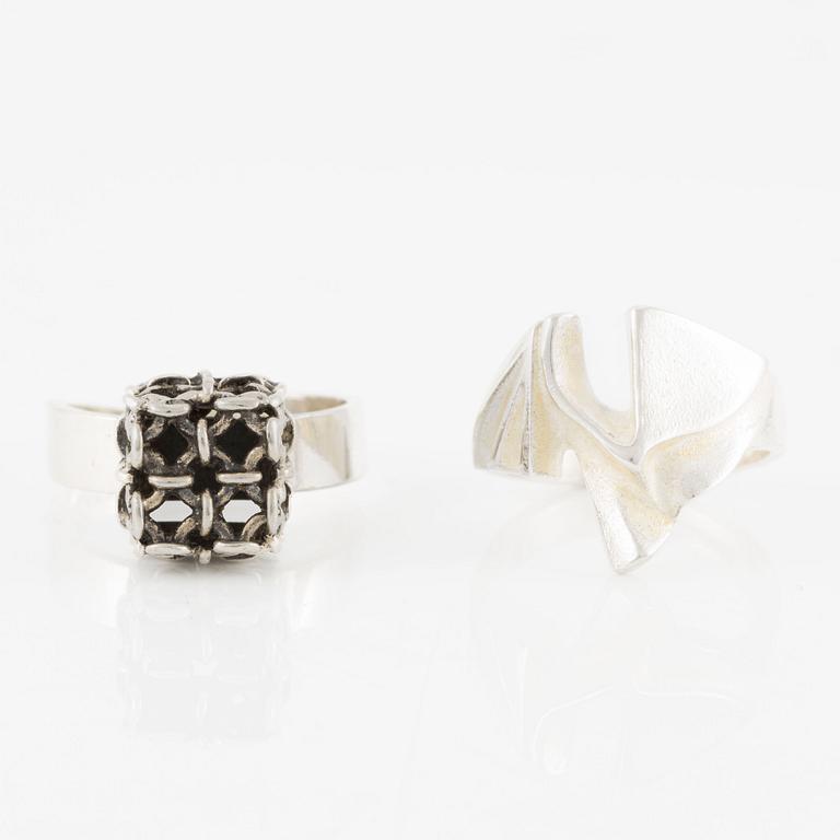 Two rings, sterling silver and silver, Björn Weckström and Pentti Sarpaneva.