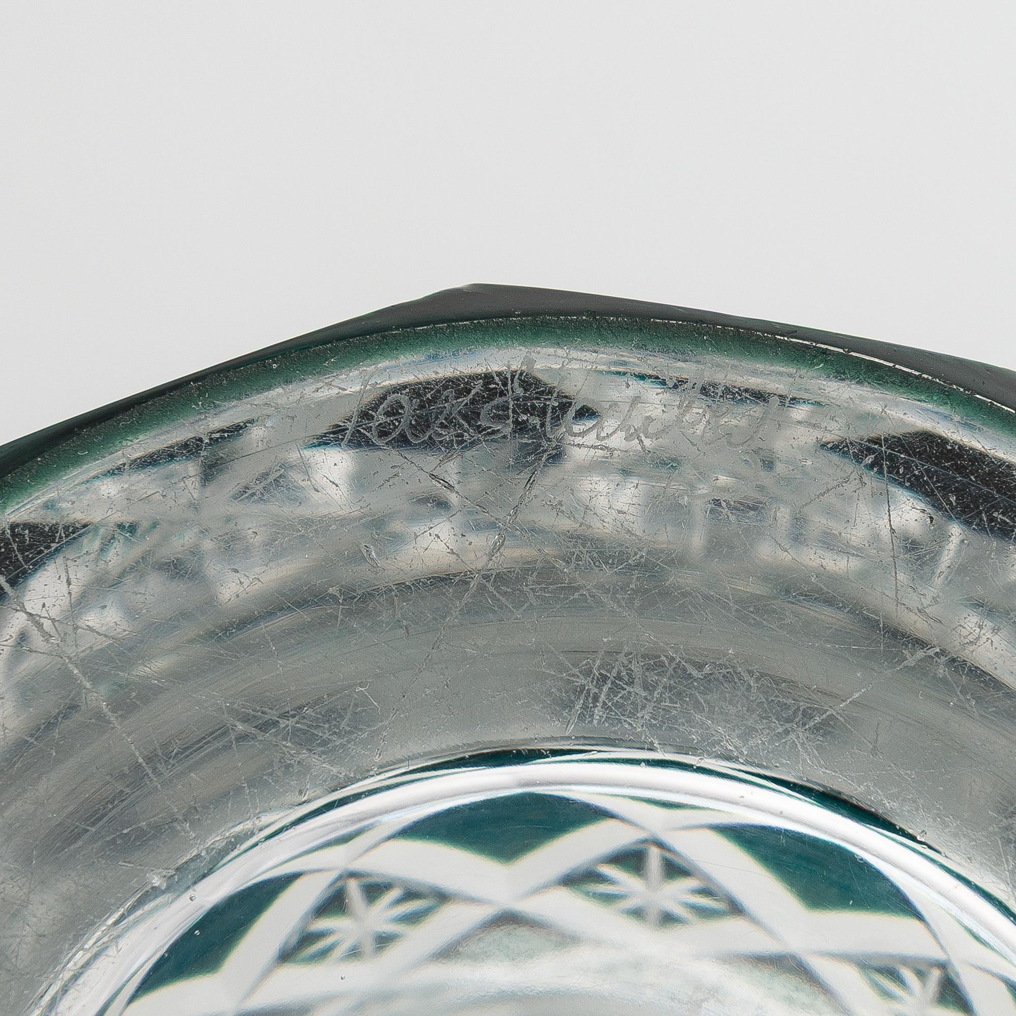 A set of two glass vases, Val Saint Lambert,  signed, Belgium second half of the 20th century.