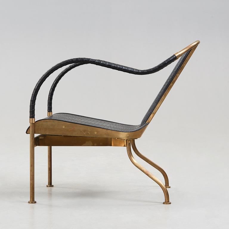 Mats Theselius, A Mats Theselius brass and leather 'El Rey' easy chair, Källemo, Sweden post 1999.