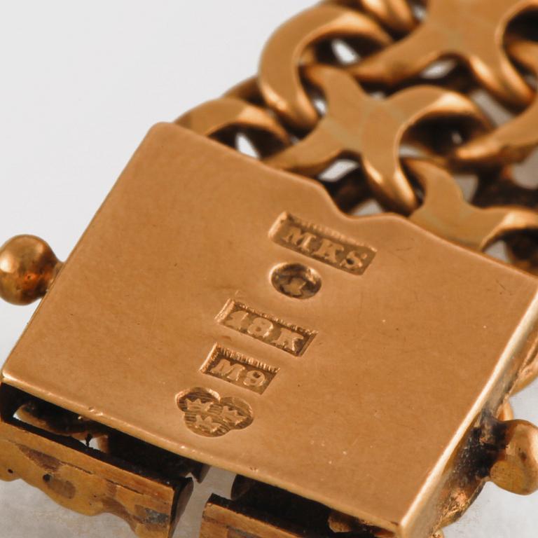 ARMBAND, 18K guld, M.K:S Guldsmedsatelier, Stockholm, 1962. Vikt 28g.
