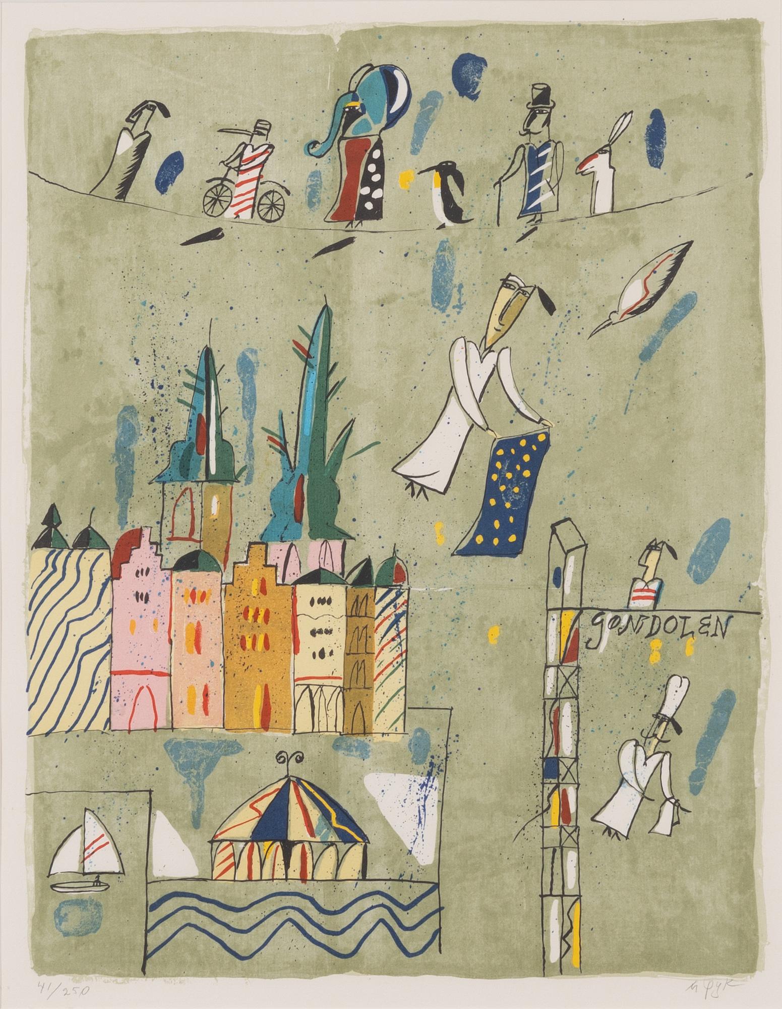 Madeleine Pyk, Komposition med stad i fonden.