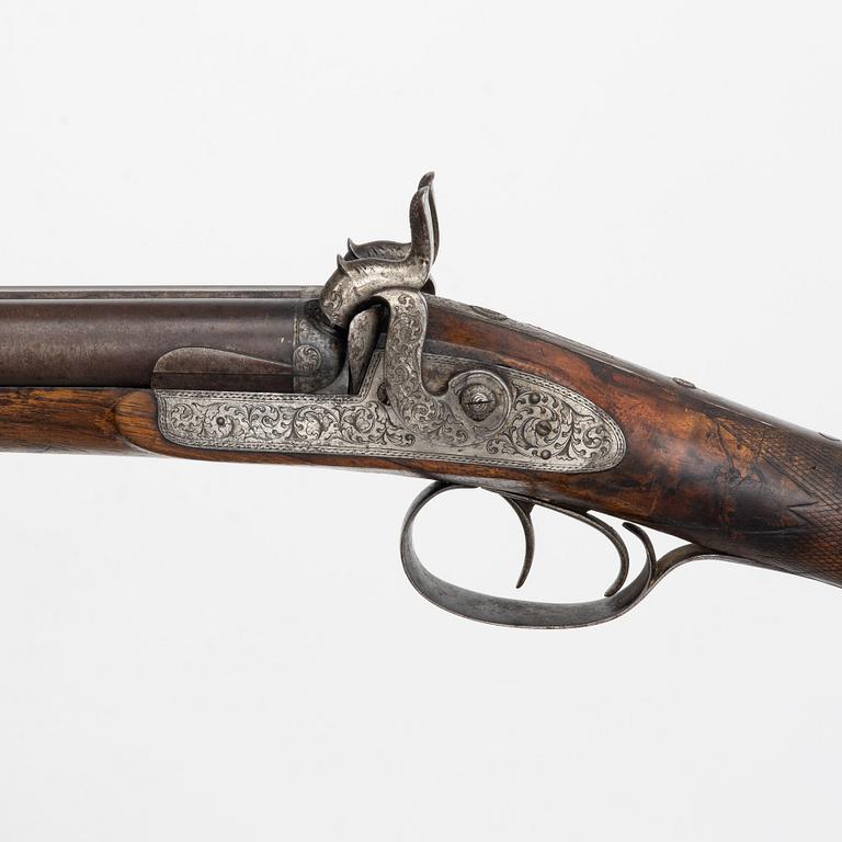 Percussion gun, double barreled, second part of the 19th century.