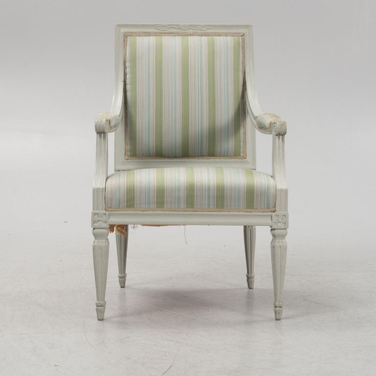 A painted Gustavian armchair, second part of the 18th Century.