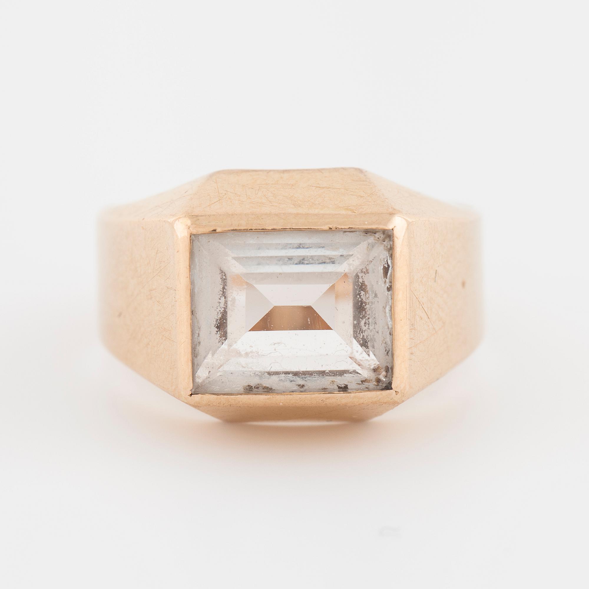 A rock crystal ring by Trege, Göteborg, 1966.