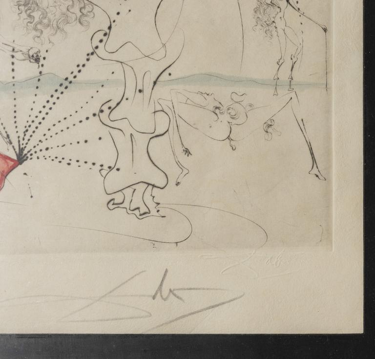 Salvador Dalí, coloured etching, signed and numbered, 120/145.