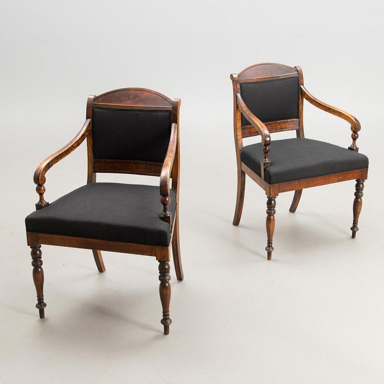 A pair of open armchairs, from Finland/ Sweden around 1860s.