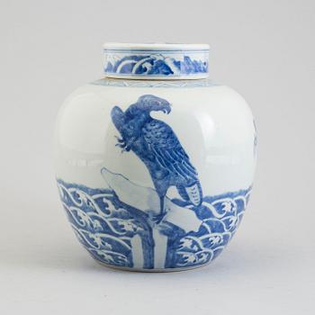 A BLUE AND WHITE JAR
late Qing dynasty.