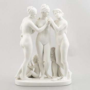 Bertel Thorvaldsen, after. Figure group, parian, "The Three Graces", Royal Copenhagen, Denmark.