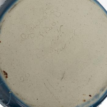 Vase, stoneware, sgraffito technique, Göteborg 1920, monogram signed A.N.