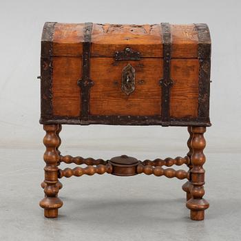 A pine chest, 18th Century.