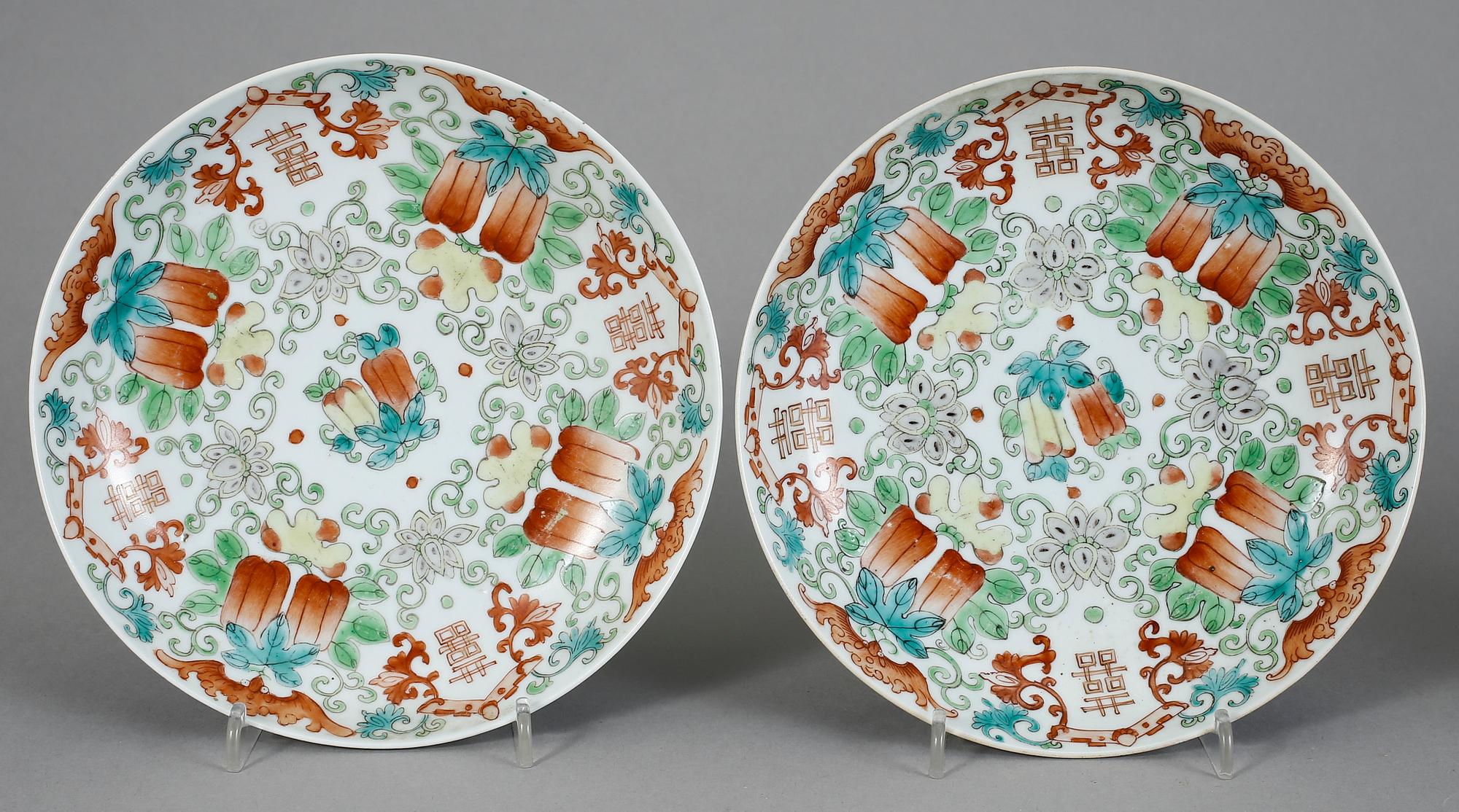 TALLRIKAR, 4 st, porslin, Kina, 1800-tal.