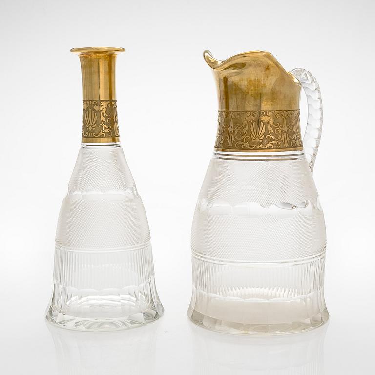 A set of three glass service parts, Moser, Czech Republic.