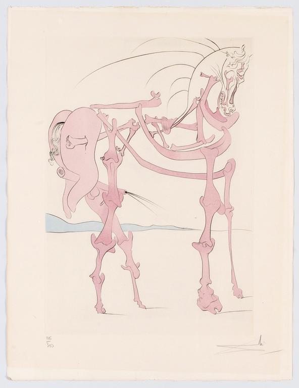 SALVADOR DALI, etsning kolorerad med stencil, sign o numr 116/300, 1975.