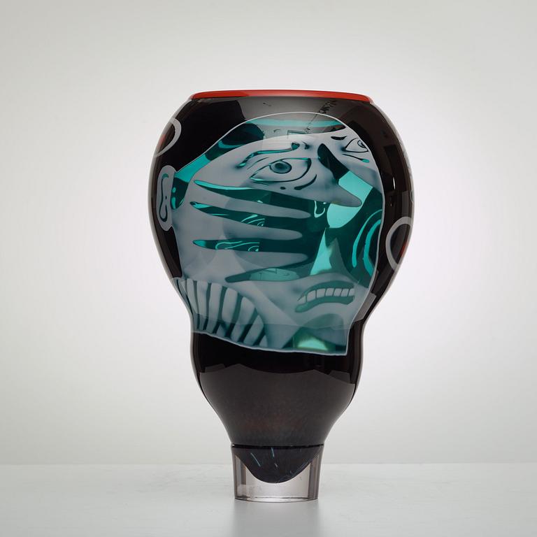 A Peter Hermansson 'graal' glass vase, Örsjö, Sweden.