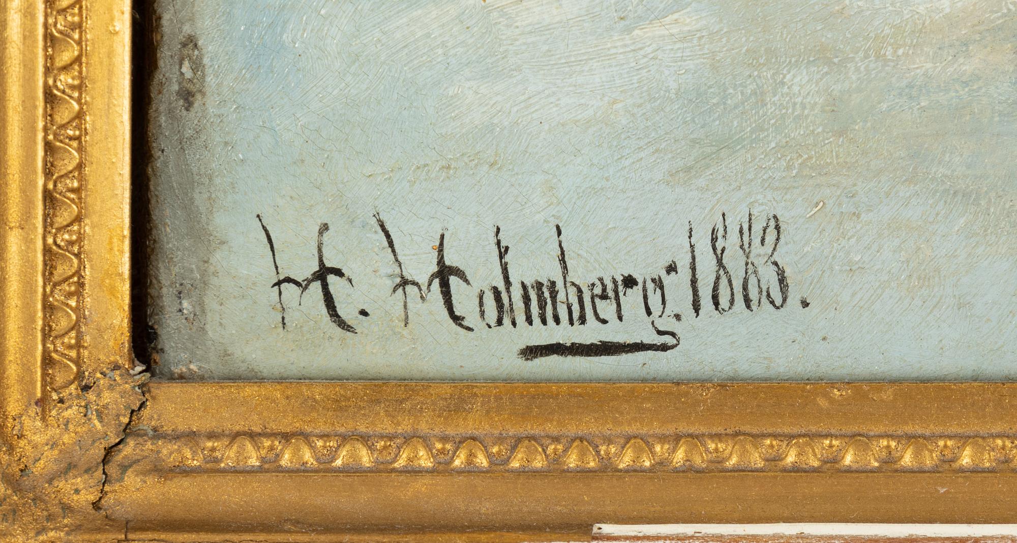 Unknown artist, oil on canvas, a pair, signed H. Holmberg and dated 1883.