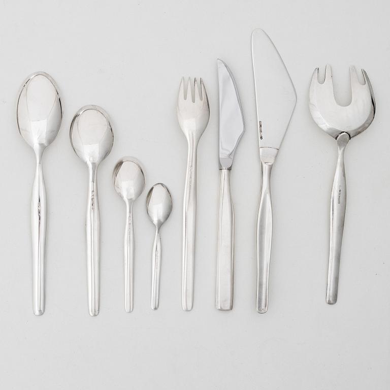 Tapio Wirkkala, A Finnish silver cutlery set, "Tapio", Kultakeskus Oy, Hämeenlinna, 1962-1990 (50 pieces).