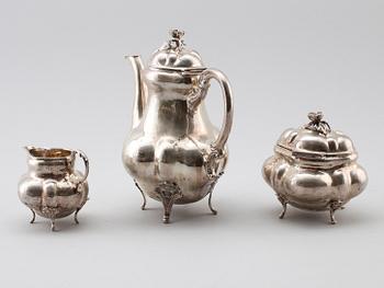 KAFFESERVIS, 3 delar, silver, 1942. Total vikt ca 1094 g.