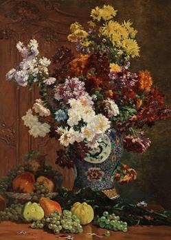 Emile Laborne, Stillife with flowers and urn.