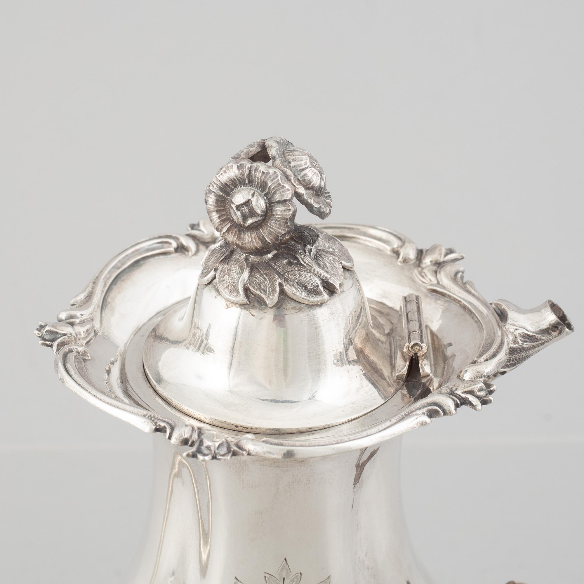 A silver coffee pot, GAB, Stockholm, Sweden, 1886.