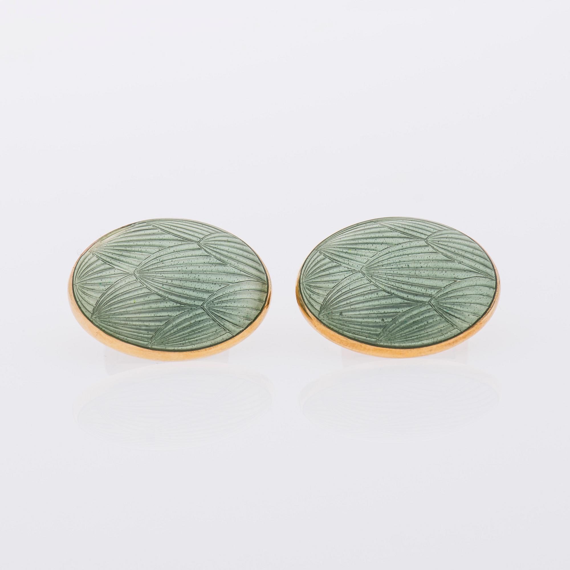 MANSCHETTKNAPPAR, emalj, förgyllt silver. A. Tillander, Helsingfors 1975.