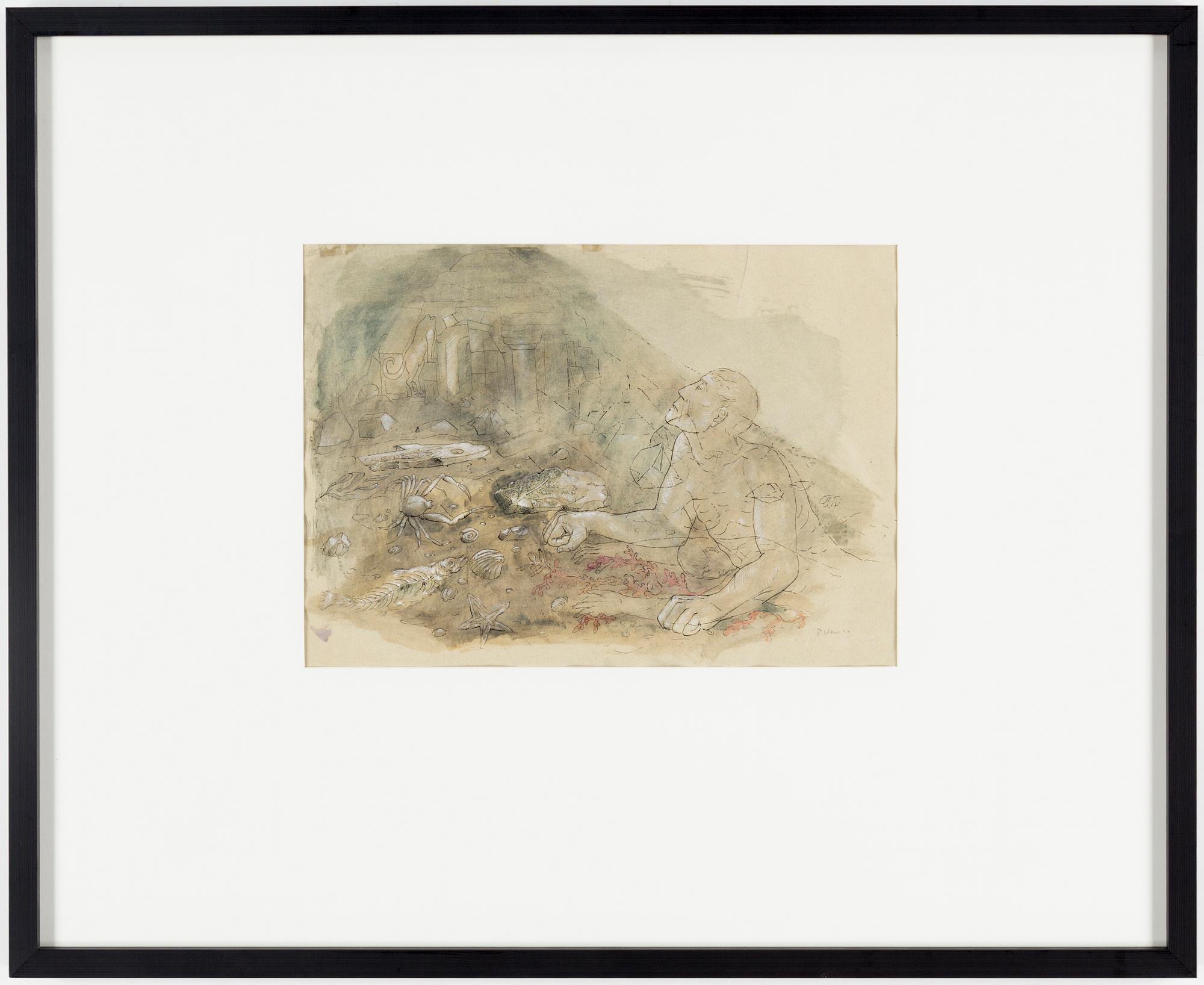 PETER WEISS, mixed media on paper, signed and dated 46.