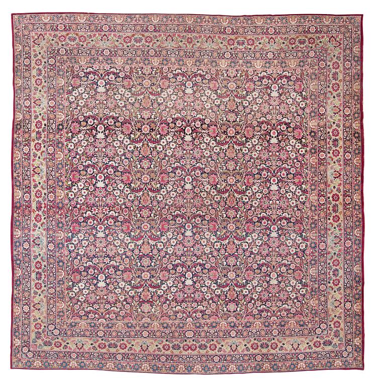 SEMI-ANTIQUE KERMAN LAVAR. 348 x 344 cm.