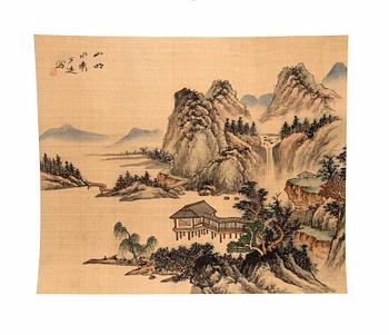 Målningar, fyra stycken, tusch och färg på siden, Kina, 1900-tal, signerade.