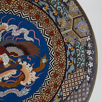 A large Japanese cloisonné dish, 20th century.