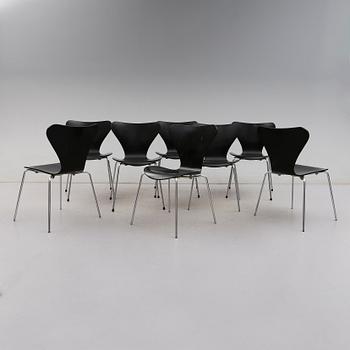 STOLAR, 8 st, "Sjuan", Arne Jacobsen, Fritz Hansen, 1980-tal.