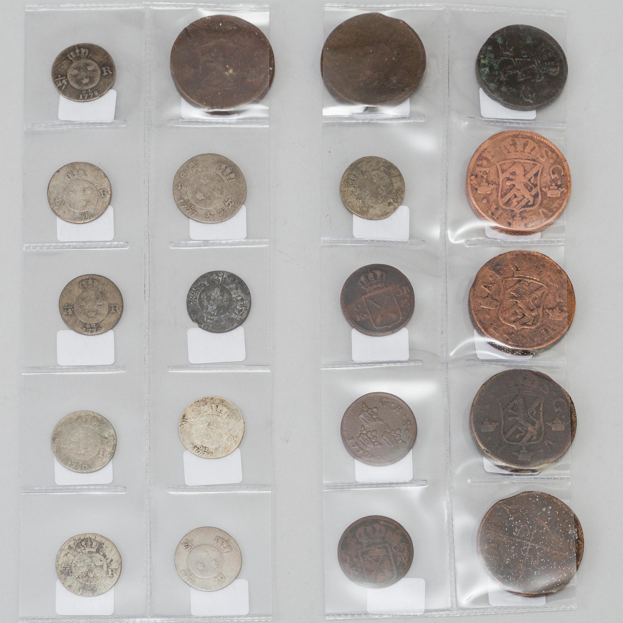 SAMLING MYNT, 40 stycken, Sverige, 15-1700-tal.