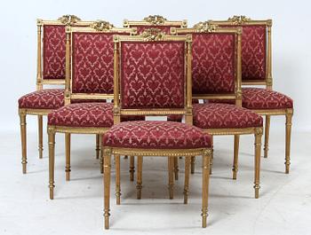 SALONGSGRUPP, 10 delar, Louis XVI-stil, 1900-tal.